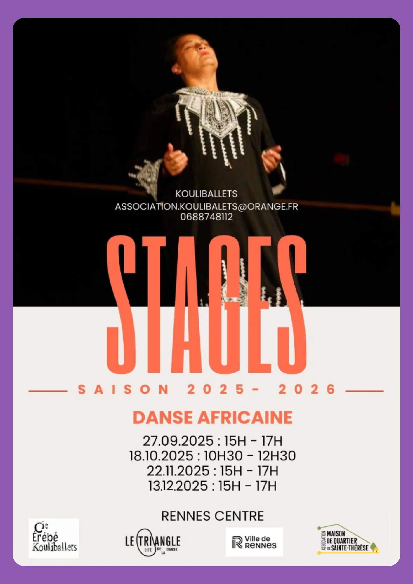 27 SEPT – STAGES Danse Africaine