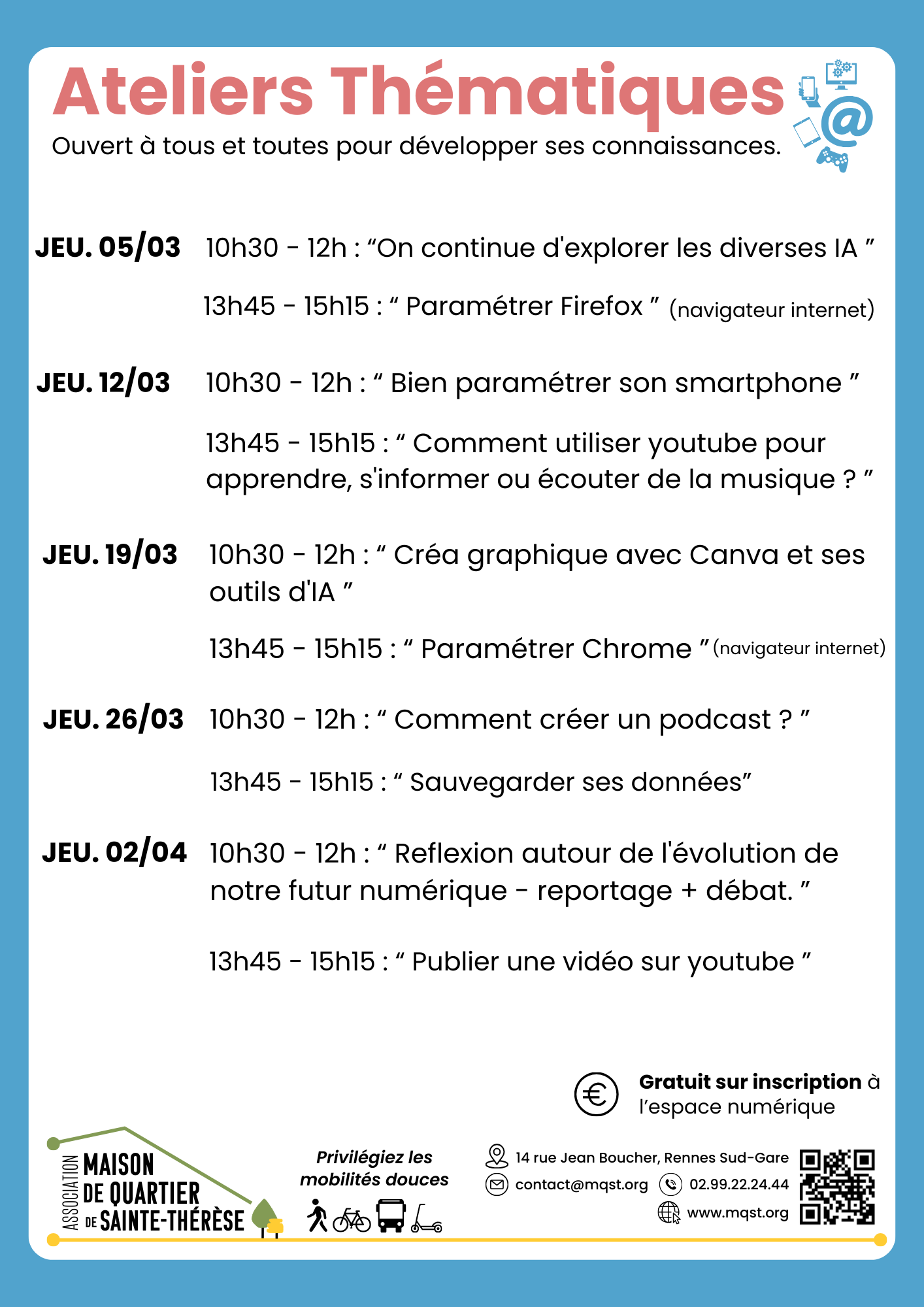 Mars 26 – Ateliers Thématiques