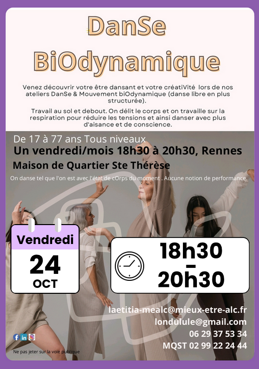 Afiche Danse Biodynamique 24 oct