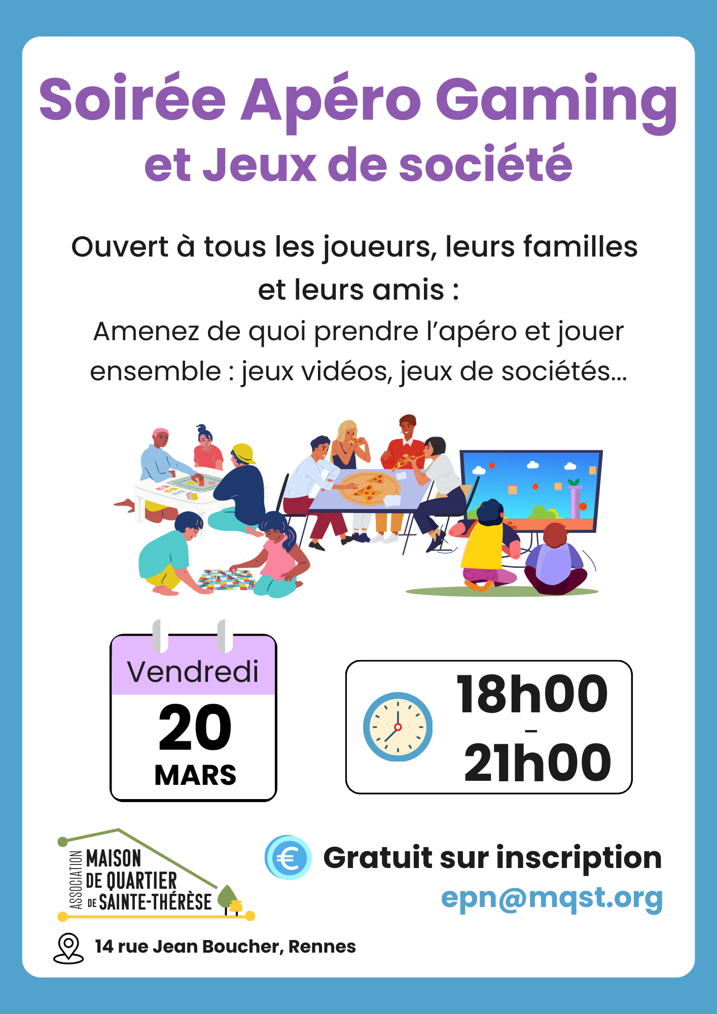 20 MARS – Soirée Apéro Gaming et Jeux