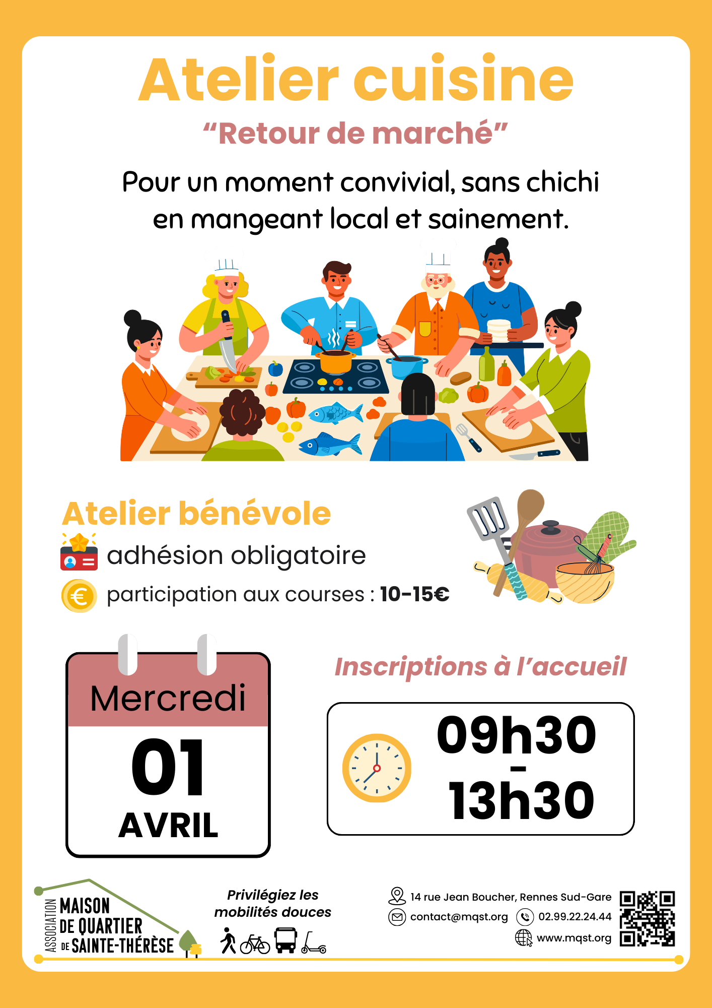 01 AVRIL – Atelier cuisine “Retour de marché”