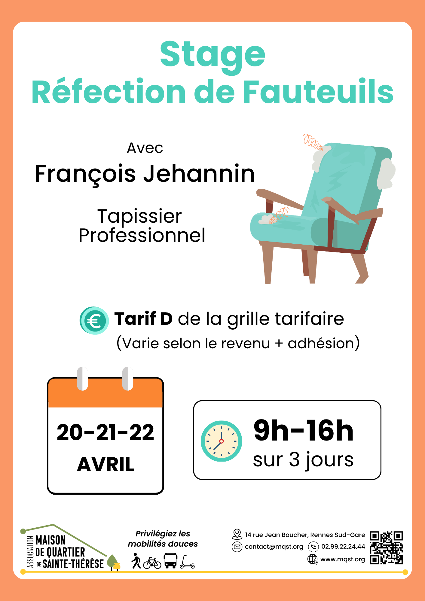20-21-22 AVRIL – Réfection de fauteuils