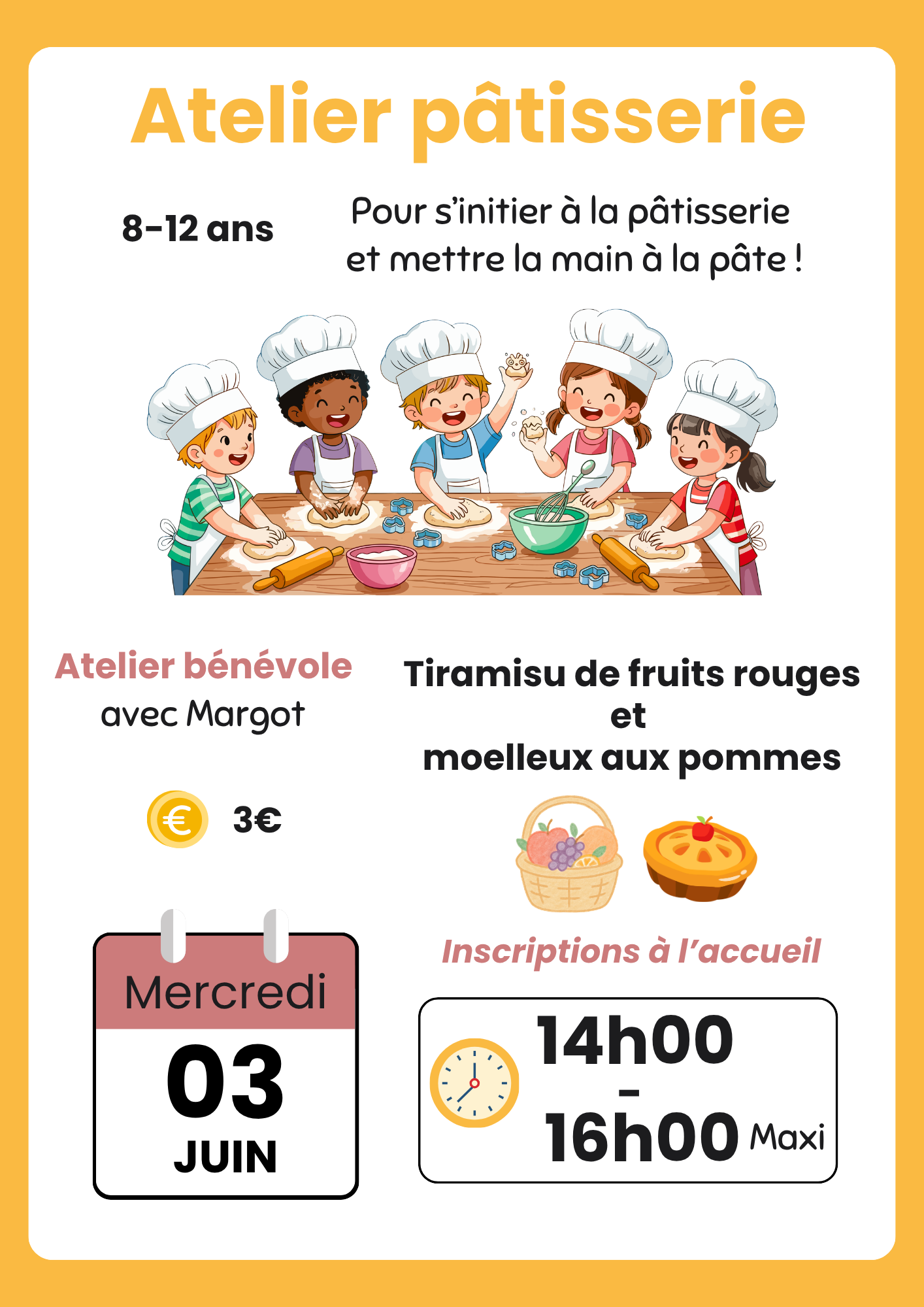 03 JUIN – Atelier cuisine patisserie