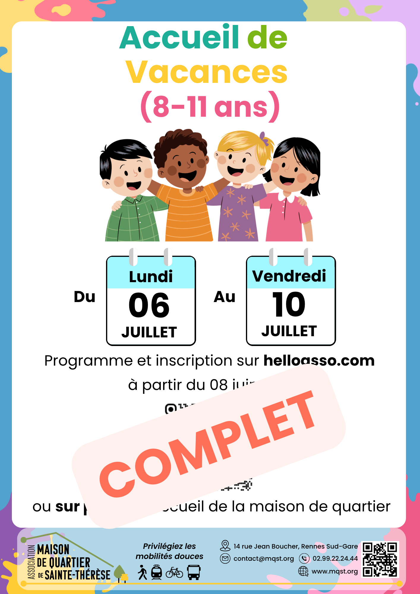 29 JUIN – 03 JUILLET – Accueil de vacances Complet